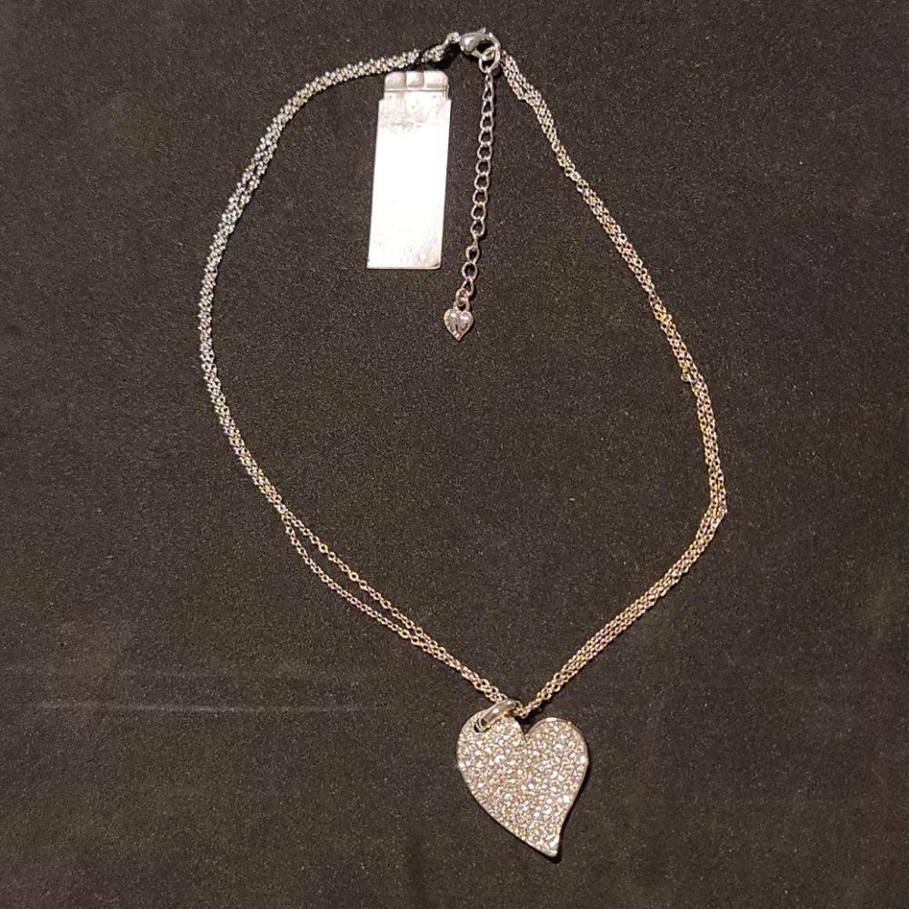 Carolee silver Heart necklace with rhinestones
